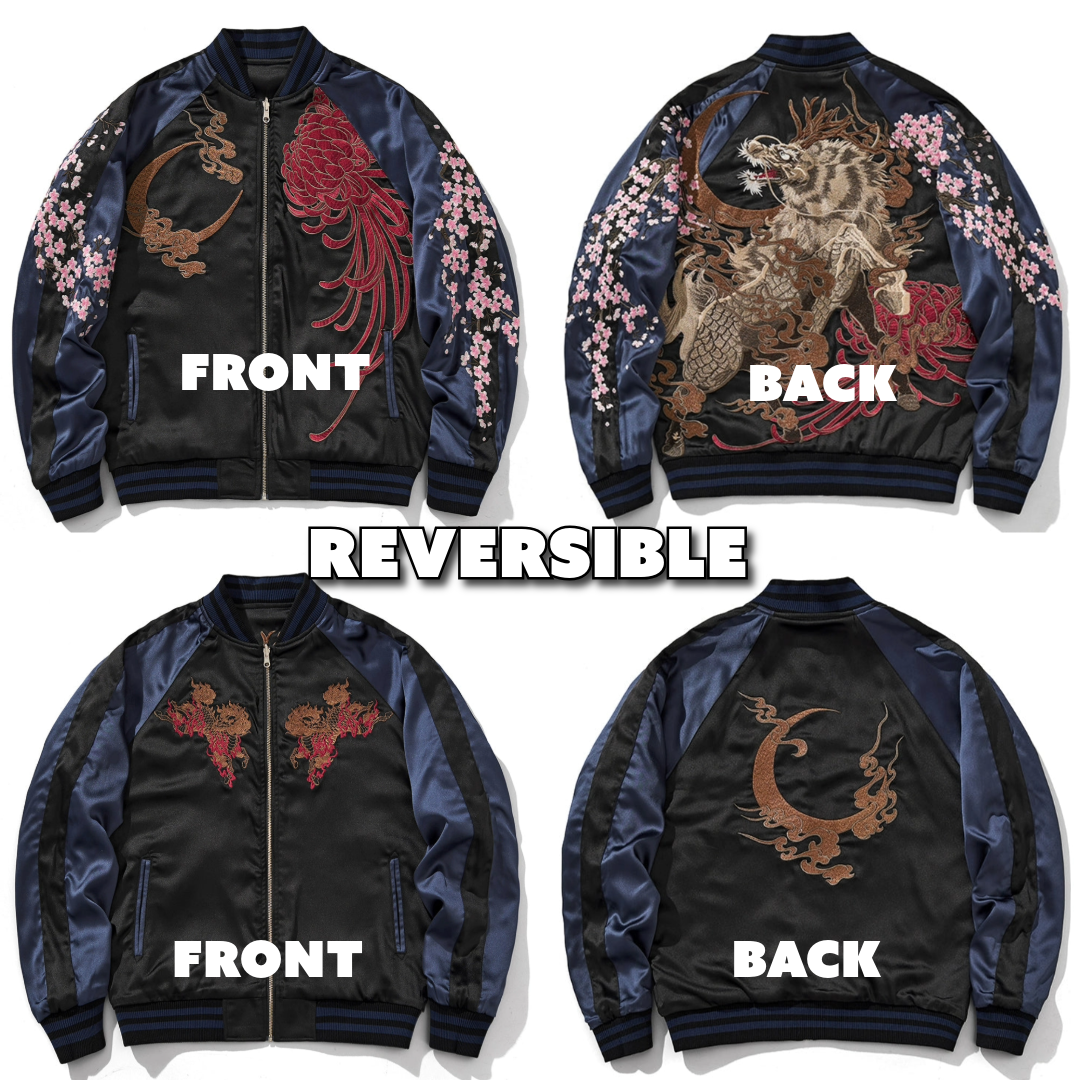 Kylin Blossom Sukajan Souvenir Bomber Jacket (Reversible)