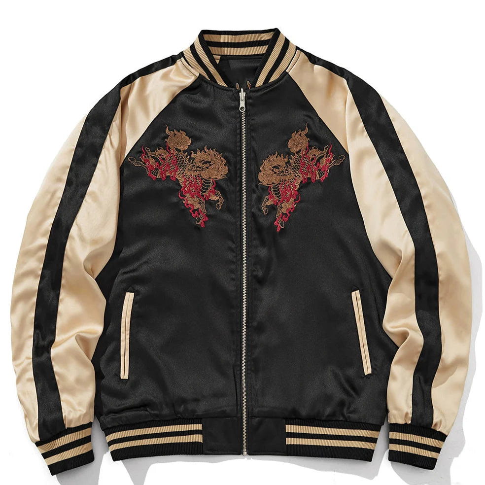 Kylin Blossom Sukajan Souvenir Bomber Jacket (Reversible)