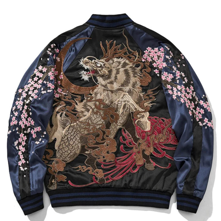Kylin Blossom Sukajan Souvenir Bomber Jacket (Reversible)