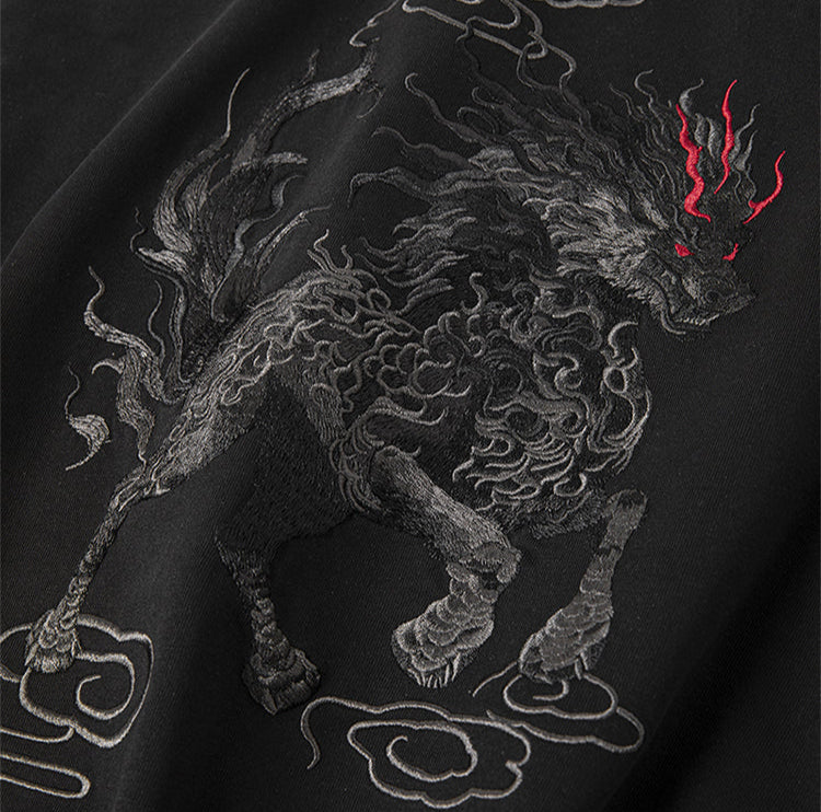 Raging Kylin Embroidered T-shirt