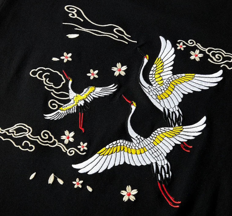 Cranes of Serenity Embroidered T-shirt