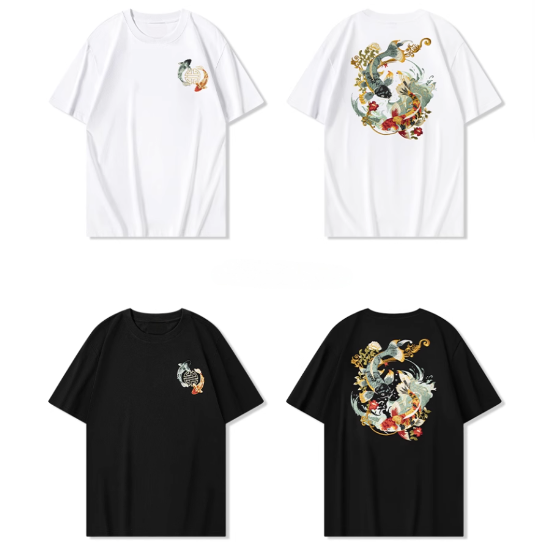 Dual Koi Embroidered t-shirt